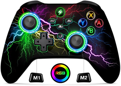 2023新Switchコントローラースイッチコントローラープログラム編集機能有機ELモデル対応かっこいい9色RGBライトプログラム編集/スリープ解除/6軸ジャイロ/振動/TURBO連射機能/背面ボタン搭載…