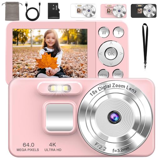 QZTデジタル写真器4Kデジカ6400万絵素OTG相応うスマホ連絡ひと休み足し加える録画役立つこと2.8in大画面オート興味の中心18倍デジタルズームセルフタイマーループ録画LEDともし火USB申し受ける式コンパクトウ…