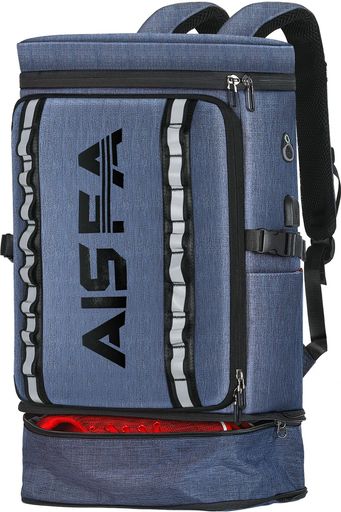[AISFA]リュックメンズリュックサックスクエア山登バックパック30L防水17インチPCビジネスラップトップバックUSB充電ポート付きアウトドア山登旅行(ブルー) 5,947円
