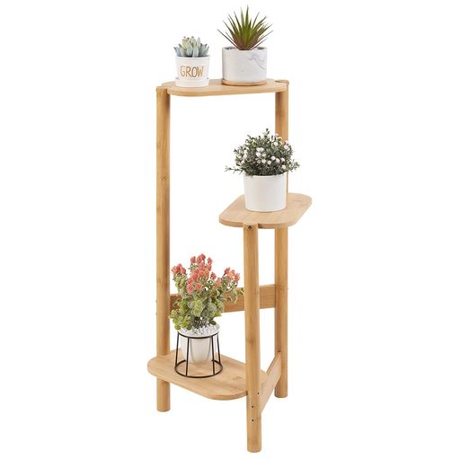 UNHOフラワースタンド3段花台竹製鉢スタンド植木鉢スタンド室内屋外おしゃれお花観葉植物花瓶置き台立体感フラワーラック