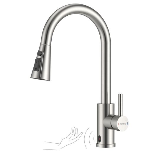 DAYONEタッチレスキッチン水栓SUS304ステンレス鋼製抽き出し式割り増し金感応作用式360°回転させる3役立つこと吹きつける付き添い人自動小銃赤外線センサーキッチンタップシングルハンドル練りあわせる水栓判定基準G1/2’’相応う日本語…