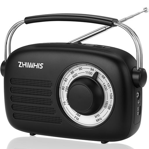 ZHIWHISラジオFM/AM/ワイドFM対応卓上ポータブルDSP高感度内蔵2000mAhリチウム電池/乾電池で使用可能スピーカー/イヤホン使用可能/大型つまみ/バックライト/USB-C充電式高齢者に最適防災2025新登…