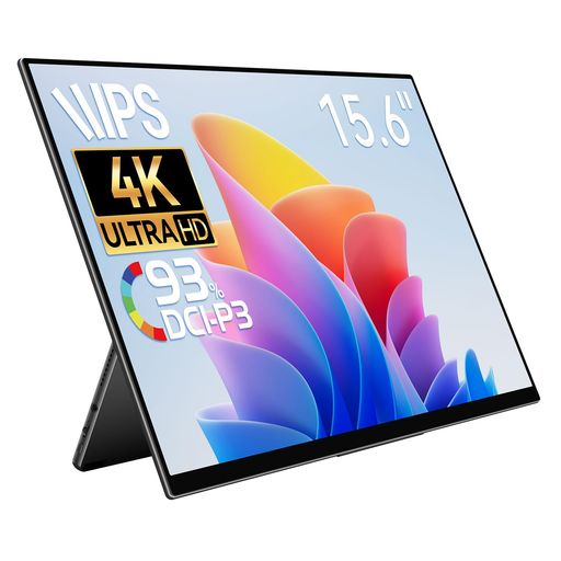 EHOMEWEIモバイルモニター4K15.6インチ3840x2400QLED量子ドットポータブルモニター【iPhone/PS5/XBOX/Switch/PC/Mac】対応ゲーミングモニタースピーカー内蔵ブルーライトカット薄型6mm