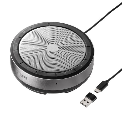 サンワサプライ話し合い金棒引き電話機Bluetooth/USB360°集音5m4マイクロホン有線テレビ一体型Windows/Mac相応うMM-BTMSP6