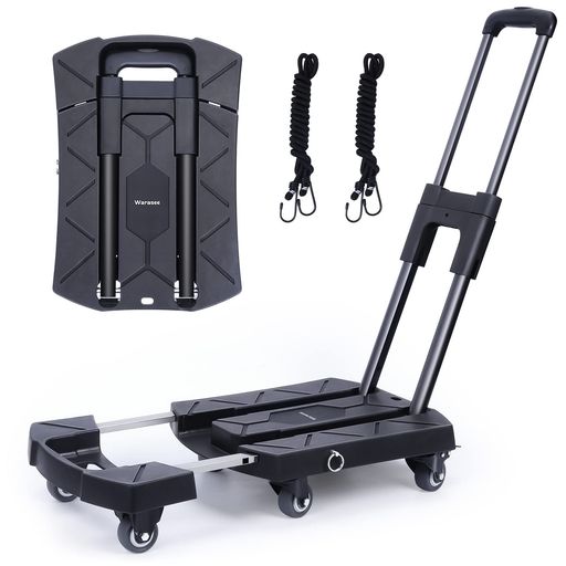 Warasee 手押し車 折りたたみ 軽さ 静音 31x45糎 耐荷重250KG 伸縮荷台 平台車 パウダーコンパクト 手押し ストッパー付き添い人 持ちはこび手押し車 6キャスター 手持ち部分3段自然調整 成人女性も方角 くっ付ける荷縄 身寄り・お役目用 …