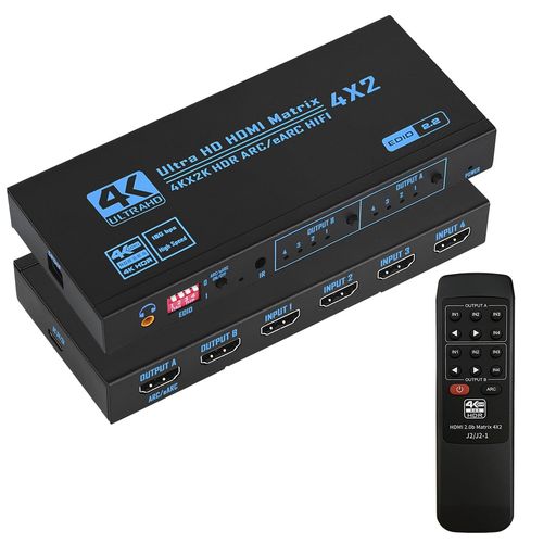 HDMI行列 4インプット2最終生産物 HDMI 2.0b、HDCP 2.2、HDR10、4K @ 60サイクル、EDID2.2、Ultra 固定ディスク、3D、ARC HIFI相応う IR遠隔操作付き添い人