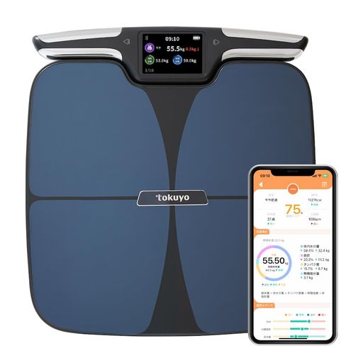 【支援額1600万円超え!】tokuyo トクヨ 8点センサー 体重 体組成計 カラダスキャン TE-750 スマホ連動 体年齢 内臓脂肪 ヘルスケア 脂肪率 筋肉率 基礎代謝 骨格筋率 BMI 心拍数 水分量 デジタル&hellip;｜HiT Creations