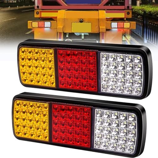 X-STYLEトラックテールランプ汎用ledウインカーブレーキバックスモールランプトレーラー用高輝度赤黄白3色長寿命耐衝撃角型2個セット(A)