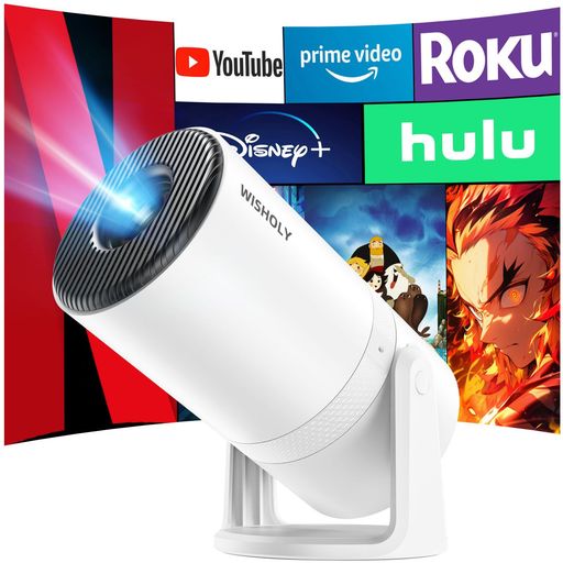 WISHOLYプロジェクター家庭用【電動フォーカス・AndroidTV搭載・270°回転】プロジェクター天井投影27000LM1080Pぷろじぇくたー小型Wi-Fi自動台形補正Bluetooth5.4内蔵HiFiスピーカー 7,221円