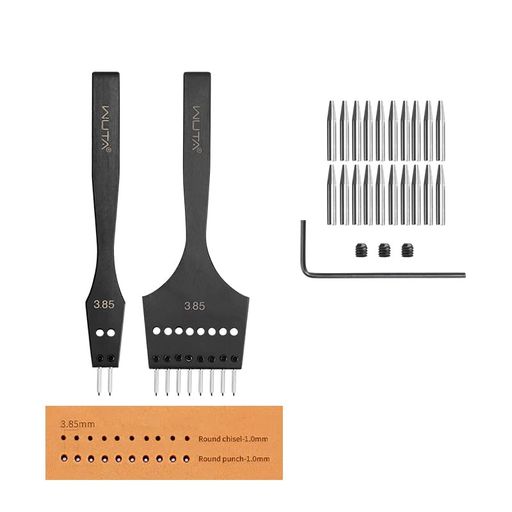 WUTA丸目打ち第3世代菱目打ちレザークラフト工具取り外し可能パンチアクセサリDIY用革細工セット(3.85mm-2+8)