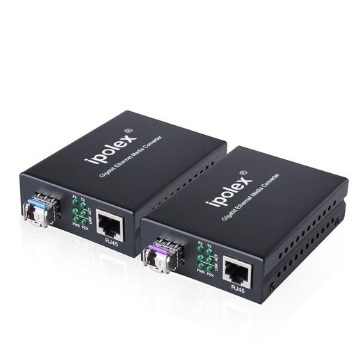 ipolex光伝達ルート媒体変換器一対シンプレックスシングルモードSFPモデュール嘱する(1310/1550航空マイル20粁)書き割り10/100/1000Base-TxからBiDi1000Base-LXギガビットファイバー