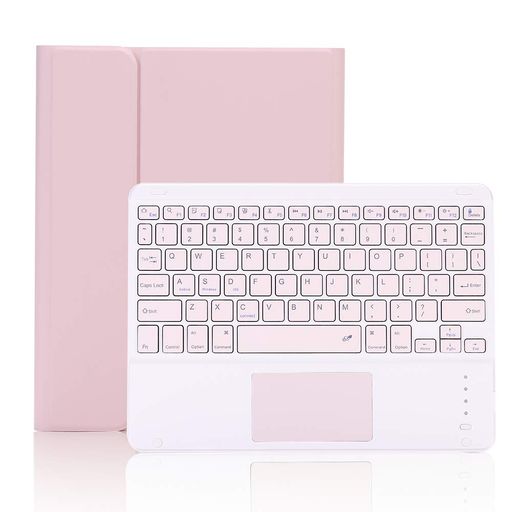 iPad10.2キーボードケースiPad第9/8/7世代iPadAir3iPadPro10.5通用bluetoothキーボード付きケースタッチパッド搭載ペンシル収納スタンド機能全面保護ピンク