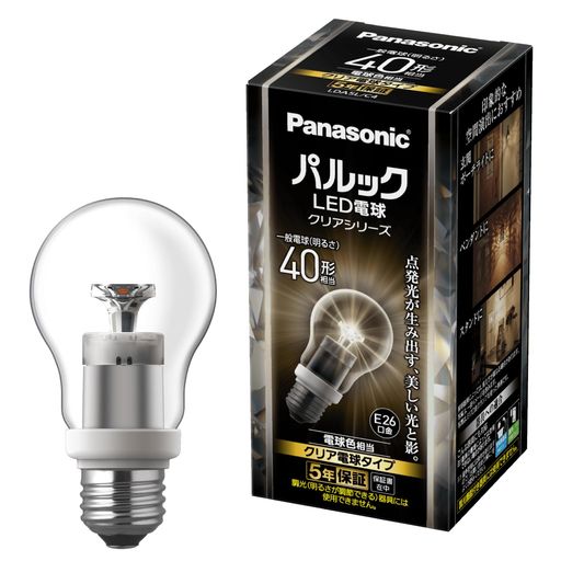 パナソニックパルックLEDクリア電球きらめき陰影シャンデリア(調光器対応)電球色相当口金直径26mm一般/小型電球LDA5LC4
