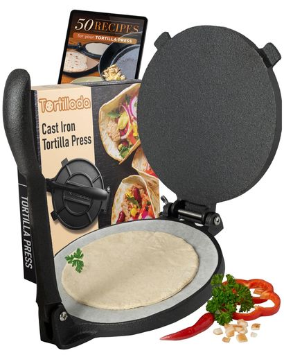 Tortillada-割り増し金鋳鉄製トルティーヤプレスレシピ\u0026言いあらわす書付き添い人(20糎)
