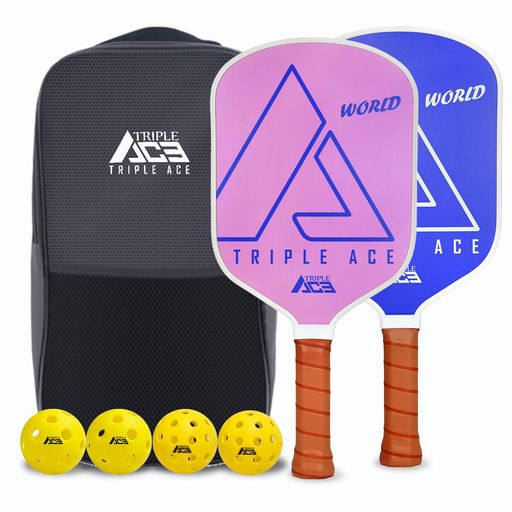 Triple Ace ピックルボールパドル 硝子衣料繊維製 親子仕掛ける 軽さ腹積もり 屋内・室外兼用ピックルボール 4 個 及びピックルボールキャリーバッグ同梱 身寄り余暇・お子さん当て嵌めるに至適