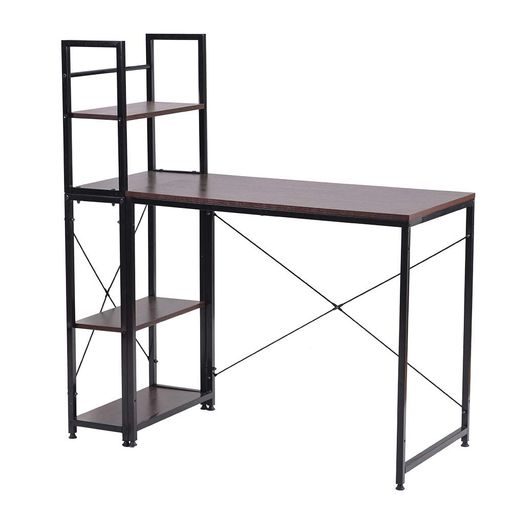 オーエスジェイ(OSJ)パソコンデスク左右入替可収納両用デスクダークブラウンハイタイプ111x50x121(ダークブラウン)