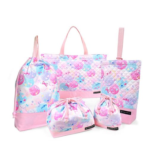 COLORFULCANDYSTYLE入園・はいり込む5点仕掛けるキルティング(習い事御徒面子Q/シューズ入れものQ/柔軟体操服袋/お弁当袋/水呑み袋)ふわふわキュートな砂糖菓子受けが良いN8143200