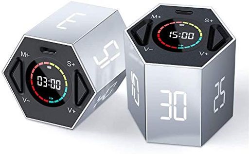 「新時代のデジタルタイマー」TickTime正六角柱ポモドーロタイマーキッチンタイマーキューブタイマー消音切替音量切替機能最大99分59秒カウントダウン軽量勉強会議スポーツテスト(2点セ…
