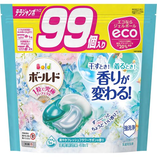 ボールドジェルボール4D洗濯洗剤フレッシュフラワーサボン詰め替え99個[大容量]