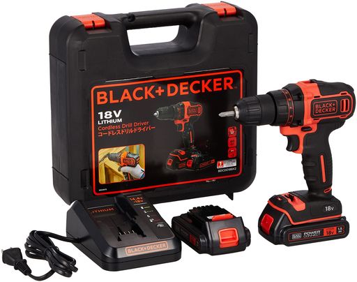 ブラックアンドデッカー(BLACK+DECKER) コードレス ドリルドライバー DIY 電動工具 穴あけ 締付工具 18V リチウム 電池 2個付き BDCDD186K2｜HiT Creations 14,538円