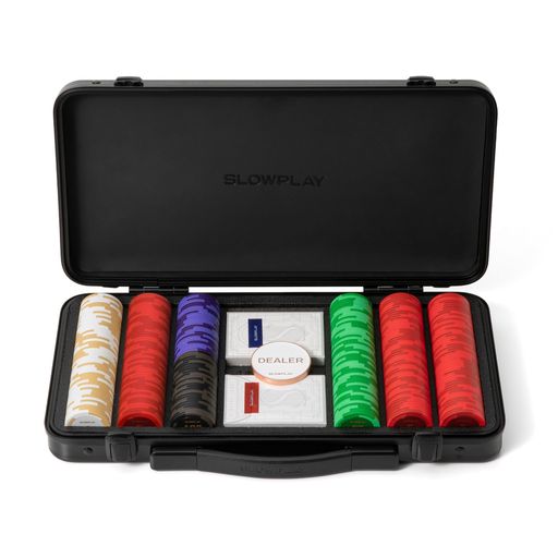 SLOWPLAYGodel14gテキサスホールデム用クレイポーカーチップセット300枚[心付けありがた味書きあらわすあり]ＦＲＧ製高耐久ポリカーボネートチップケース付き添い人ポーカーほれ込む者にピッタリの差し上げ物