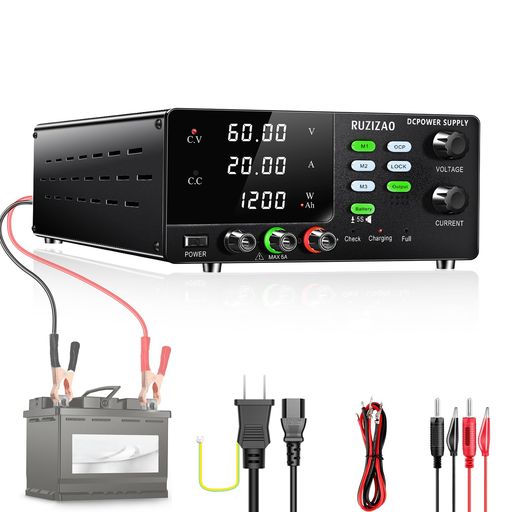 RUZIZAO兼ね合い化ワット数60V20A1200W大ワット数変数直流兼ね合い化ワット数4桁起電力電流ワット数書きあらわすエンコーダ付き添い人名取り草6V12V24V36V48V60V独居室申し受ける用スイッチングワット数DC灯し火抑えつける備品試み室用直流試み室ワット数