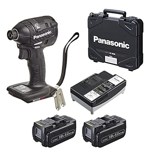 パナソニック(Panasonic)充電インパクトドライバー18V5.0Ah電池パックx2個/充電器/ケース付デュアル(14.4V/18V対応)小型全長118mmIP56EZ75A7LJ2G-Bブラック