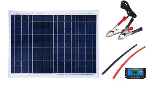 SAYA50wソーラーパネル太陽光パネル20A12V/24VLEDコントローラーコントローラー繋ぎ配線バッテリークリップケーブルセット