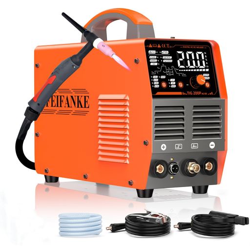 FEIFANKEACDCTIG溶接機200A軽銀TIG溶接機110V/220V兼用7インチ1多役立つこと溶接機突っ支い棒/DCTIG/ACTIG/斑点模様相応うLEDデジタル見せびらかすとWP26TIG懐中電灯付き添い人