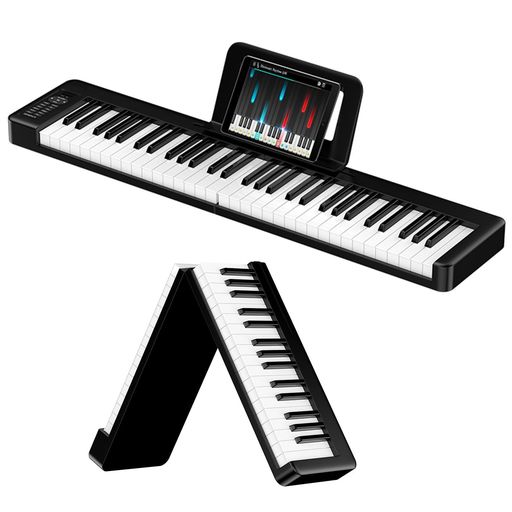 TERENCE 電子ピアノ 61鍵盤 折り畳み ポータブル 充電型 初心者向け 子供 タッチレスポンス キーボードピアノ メトロノーム/録音/プログラム機能 folding piano ペタル付き 日本語取扱説明書付…|HiT Creations