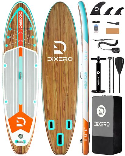 Dixero (ディクセロ) 空気注入式 スタンドアップパドルボード 11フィート x 33インチ 大人用 エクストラワイド パドルボード プレミアムアクセサリー付き 調節可能なパドル ハンドポンプ ボ…|HiT Creations