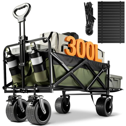 Aasnsn持ちはこび手押し車【300L大静電容量長物相応ううしろ側詳しく述べる可耐荷重250kg】キャリーカートボトルポケット付き添い人アウトドアワゴンキャンプ折りたたみワンタッチ収れん式軽さ静音キャンプ・引き移る・BBQ…