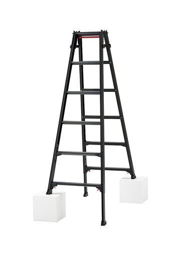 長谷川工業(Hasegawa) BLACK LABEL 伸縮式はしご兼用脚立(ワンタッチバー付) RYZB-18a (1.61~1.92m) (10911) 6段｜HiT Creations