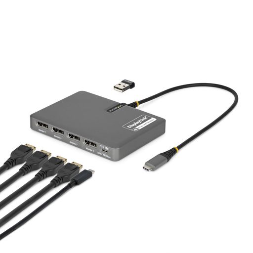 StarTech.com ドッキングステーション USB-C接続 4画面 4K60Hz DisplayPort 140W PD 1x USB-A QUAD-USB-DP-ADAPT|HiT Creations
