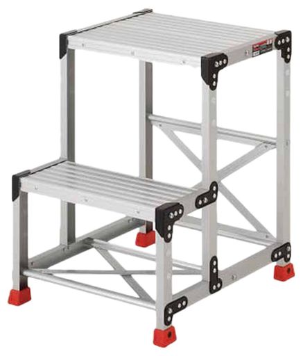 トラスコ中山(TRUSCO) 作業用踏台 アルミ製・高強度タイプ 2段 ホワイト 天板寸法500x400mm 天板高さ0.7m TSF-257|HiT Creations