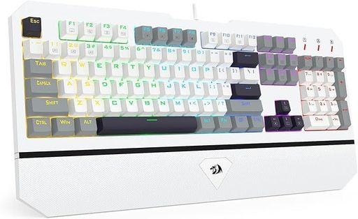 RedragonK558ゲーミングキーボード有線力学的銀軸スピードリニアフルサイズテンキー付き添い人英語取り合わせRGBうしろ側ともし火PBT足がかり旗がしらNキーロールオーバーリストレスト付き添い人USB繋ぎ合わせる