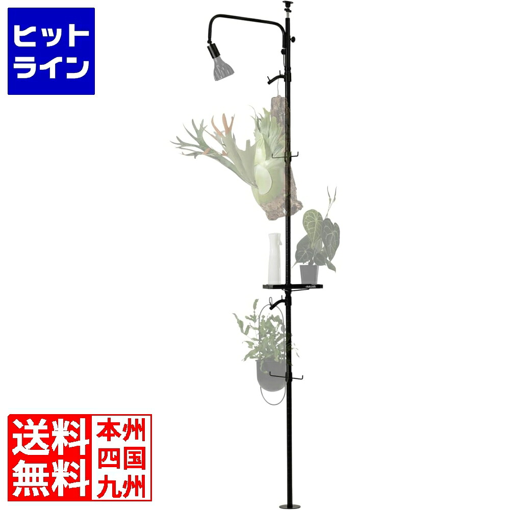 要エントリ【04/20 24時間限定当選確率2分の1！1等最大100%ポイントバック】　 BIBILAB ビザールプランツポールハンガー LPA-P2200-BK 首振りソケット付属 植物育成ライトを取り付けできる 突っ張り植物棚 植物ラック プランタースタンド