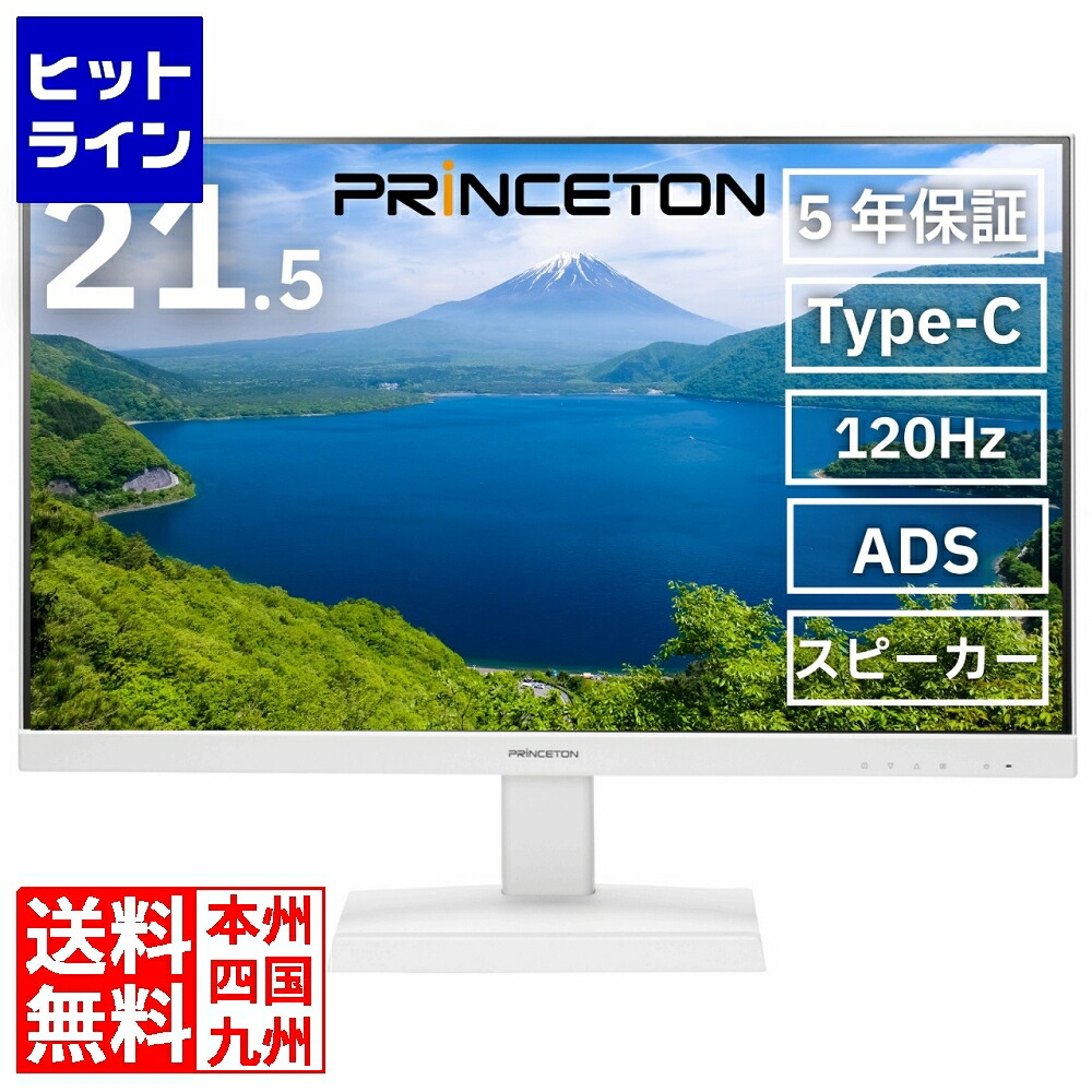 プリンストン大学 21.5型 盛りだくさん固定ディスク 液晶見せびらかす 120サイクル ADS インプット3取り合わせ Type-C HDMI DisplayPort 5年引き受ける 白いこと PTF-B221W-WH PTF-B221W-WH