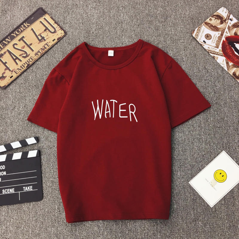 【楽天市場】シンプル パープル ワイン Tシャツ カットソー 半袖 チュニック WATER と書かれた ゆるカワ /レディース 秋新作