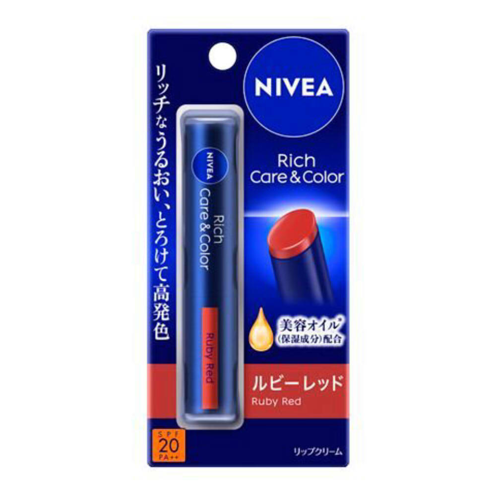 ＼マラソン期間限定P5倍／花王　ニベア　リッチケア＆カラー　ルビーレッド　２ｇ【乾燥 保湿 唇 発色】