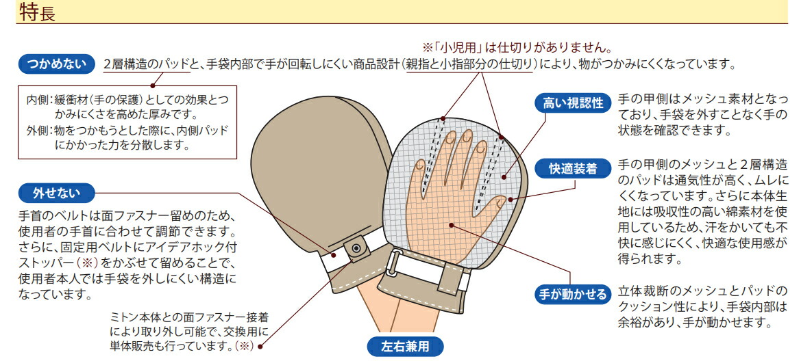 セーフミトン3 2枚入 介護用ミトン フリー 認知症 自傷行為 手の保護 041056