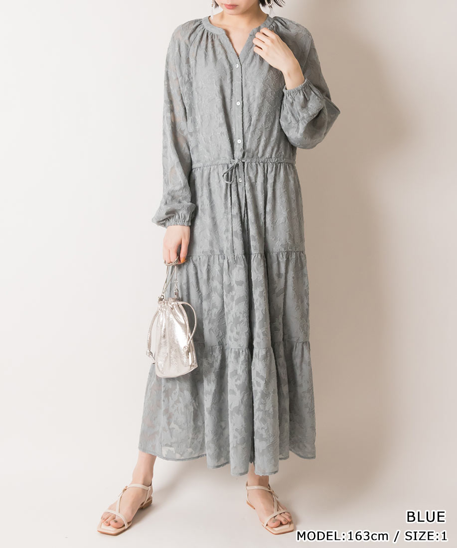 Randa ランダ ジャガードシフォンワンピース 1601 L4 ワンピース Randa 21ss新作 送料無料