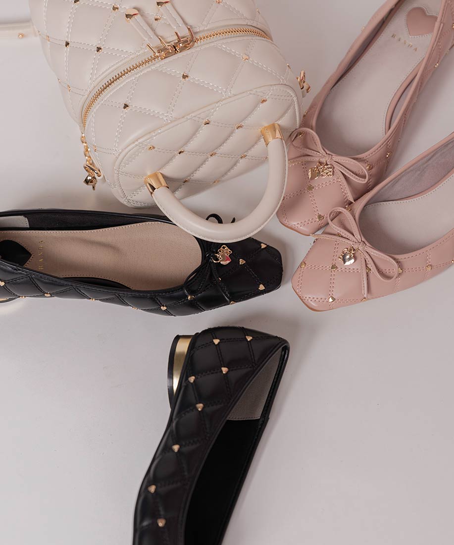 【本日限定ポイント10倍!】【Heart Collection】RANDA/ランダ/キルティング×ハートフラットパンプス/PP35037/R2【25SS】▲△【hitotai-20c】【half-c】画像