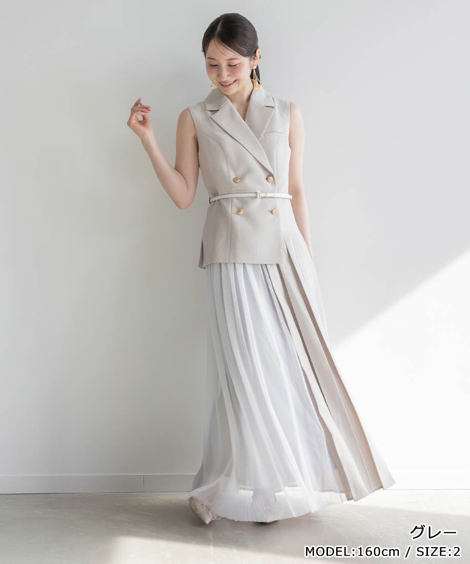 RANDA/ランダ/【4サイズ展開】ジャケットライクプリーツレイヤードワンピース/BD35171/L4【26SS★送料無料】|RANDA