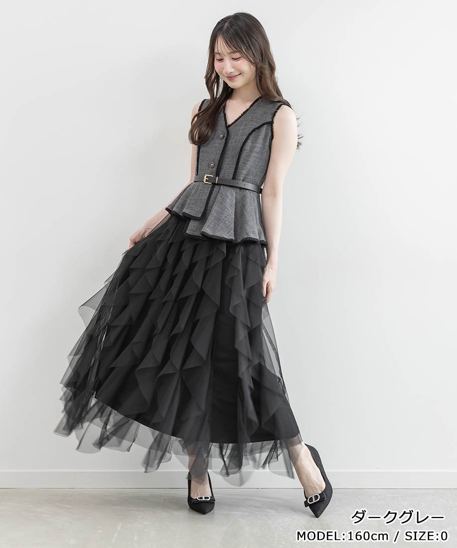 RANDA/ランダ/【4サイズ展開】ラッフルフリルスカートレイヤードライクワンピース/BD38034/L4【2026AW新作★送料無料】｜RANDA 15,620円