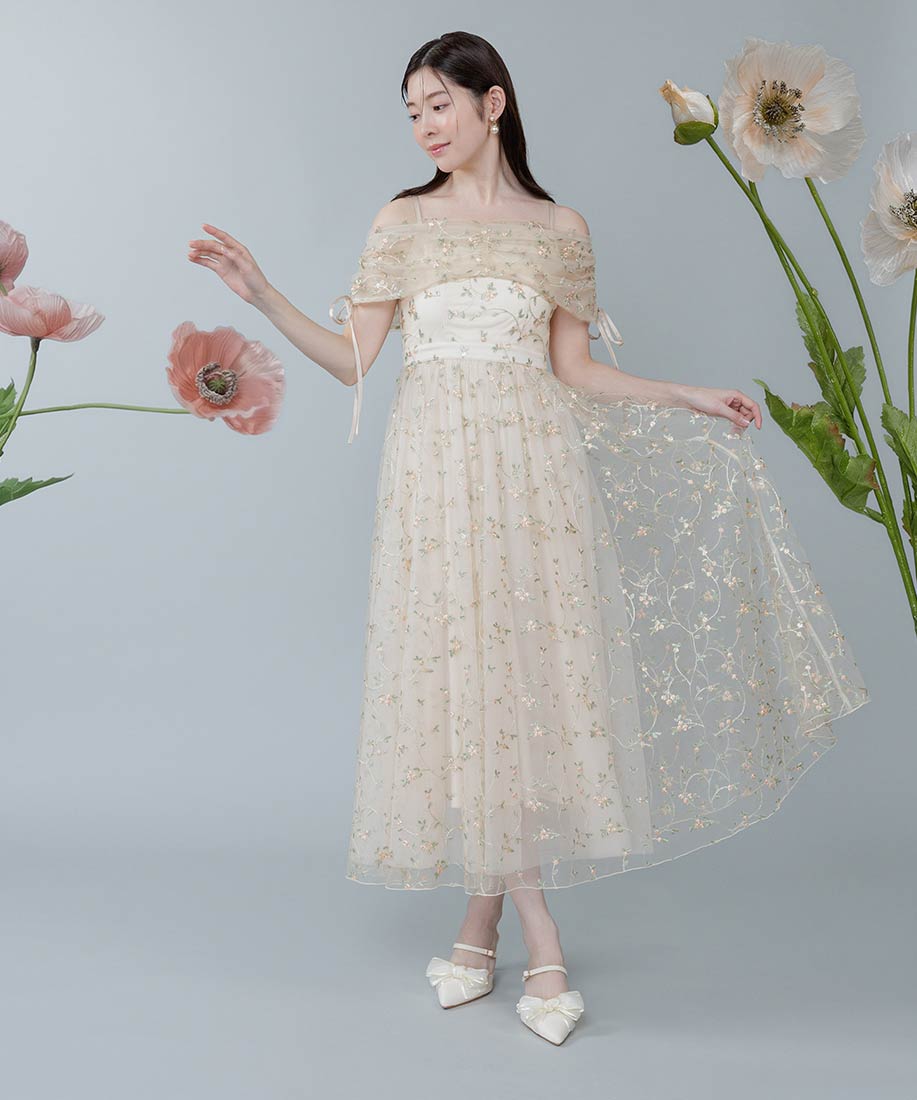 【50%OFF】RANDA/ランダ/【Flower Collection】フラワー刺繍オフショルキャミワンピース/BD37074/L4【26SS】▲△｜RANDA