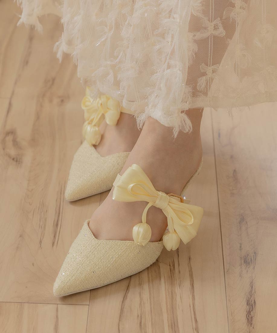 【22.5cm～25.5cm】RANDA/ランダ/【Tulip Collection】2WAY チューリップリボンミュールパンプス/DD37088/Y【2026SS新作★送料無料】