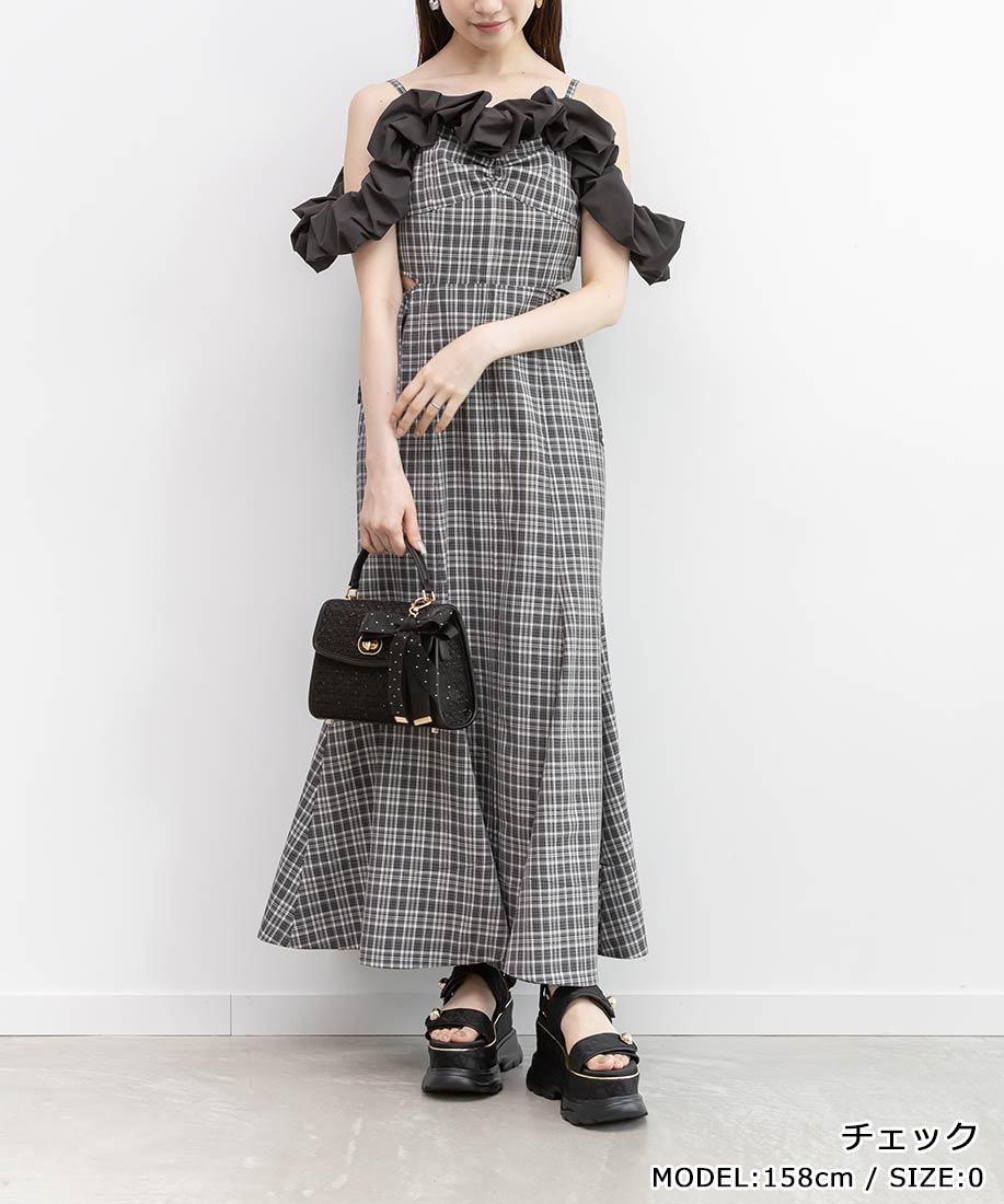 【30%OFF】RANDA/ランダ/バブルフリルマーメイドキャミワンピース/BD37251/L4【26SS】▲△|RANDA