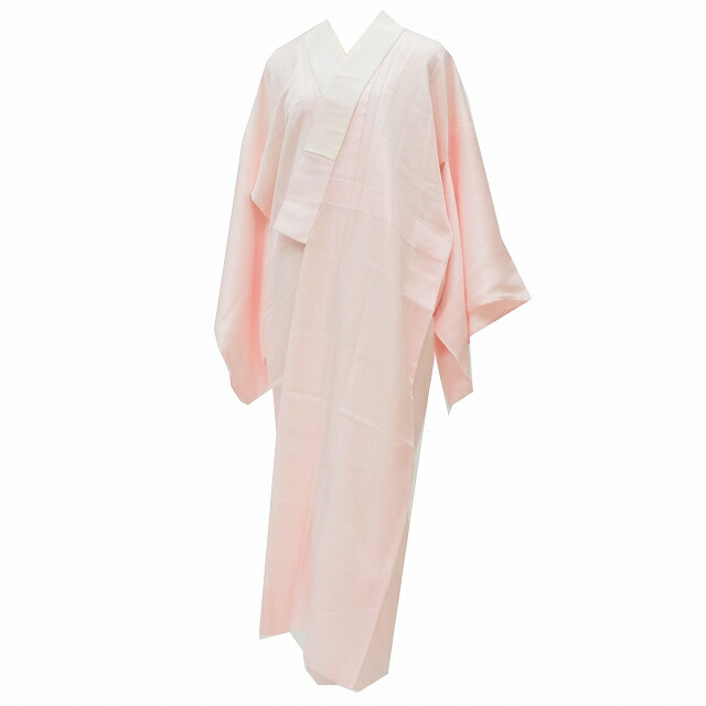 長襦袢 中古 女性 正絹 美品 リサイクル着物 身丈128cm 裄66.5cm L ピンク色系 鱗文様 特品★★★★ pp1749b