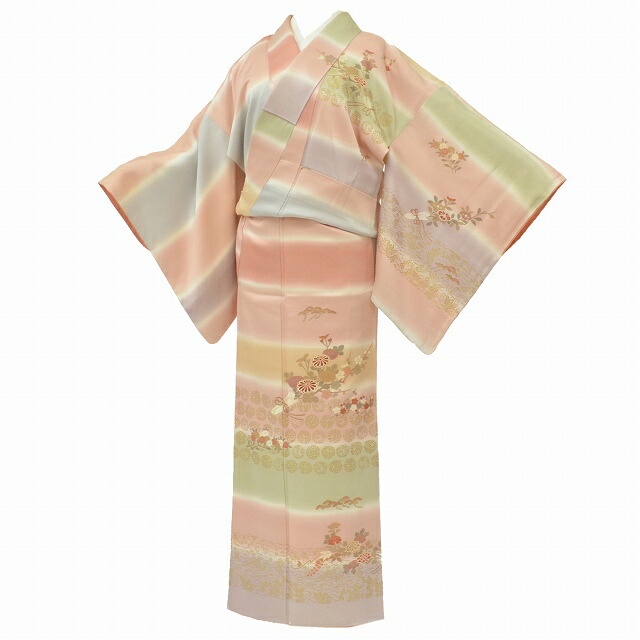 定番の中古商品 リサイクル 訪問着 正絹 仕立て上がり 紋付き 袷